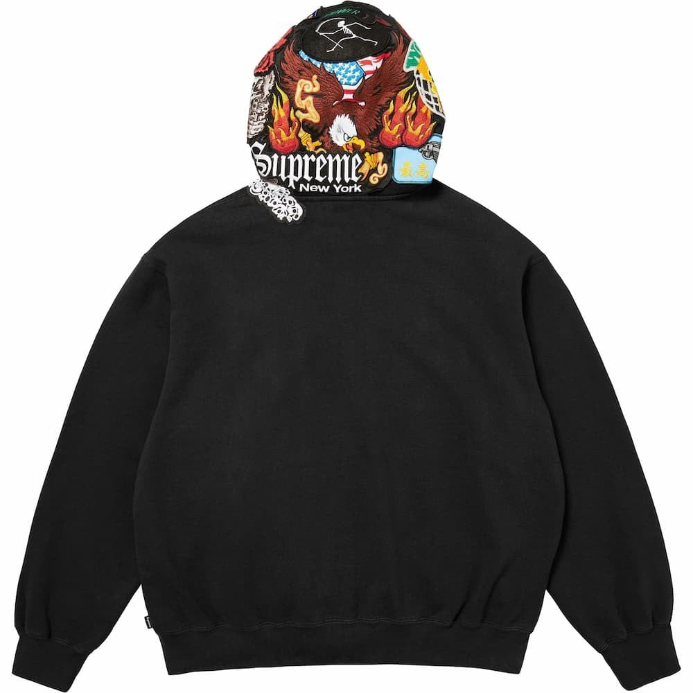 Supreme Patches Zip Up Hooded Sweatshirt Black