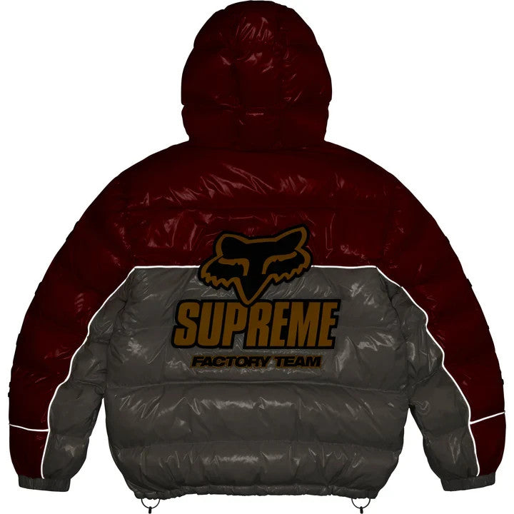Supreme Fox Racing Shiny Down Puffer Jacket Red