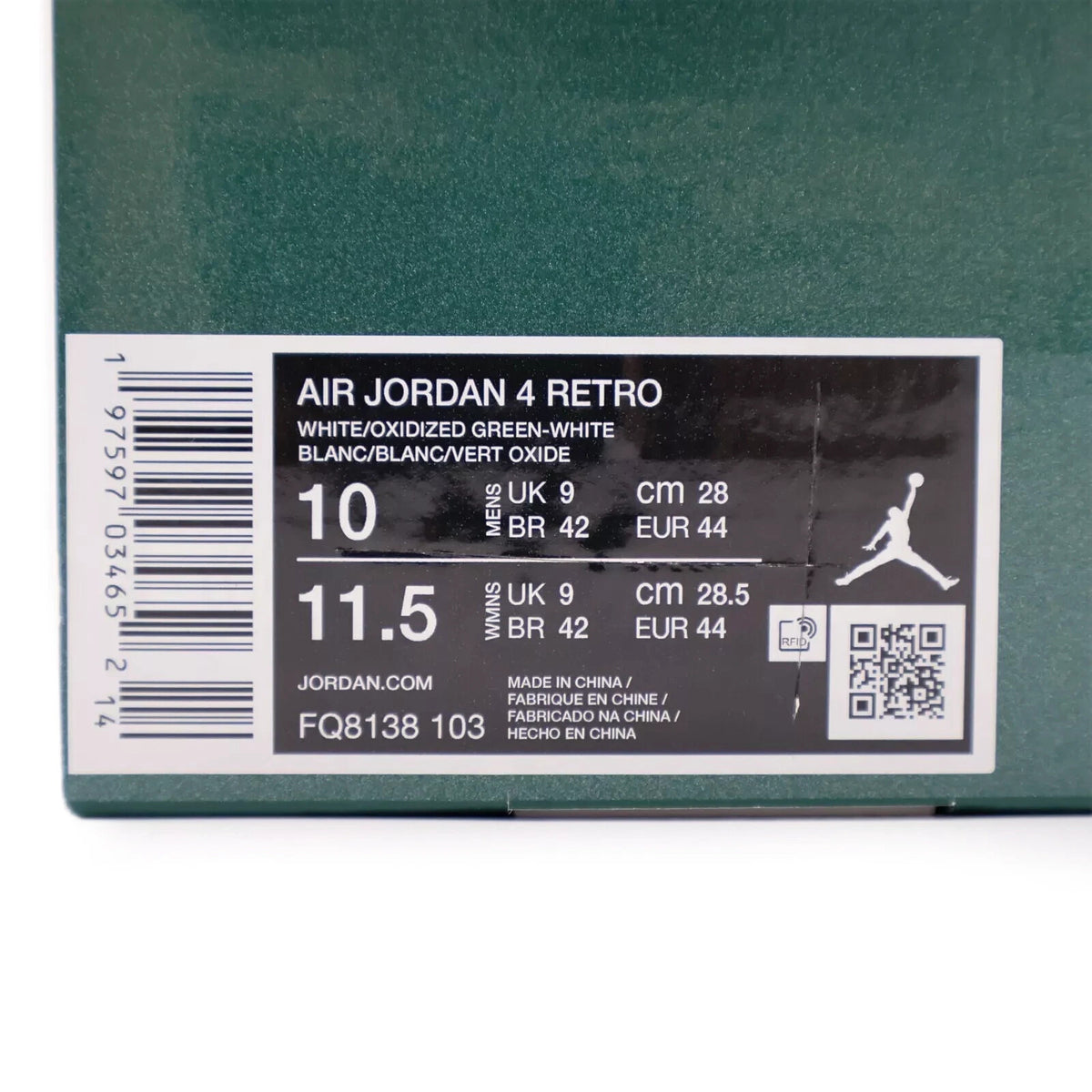 FQ8138-103 Nike Air Jordan 4 Retro Oxidized Green (Men's)
