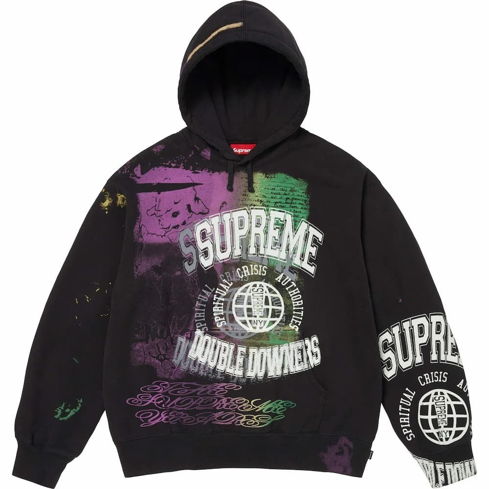 Supreme Overprint Hooded Sweatshirt Black