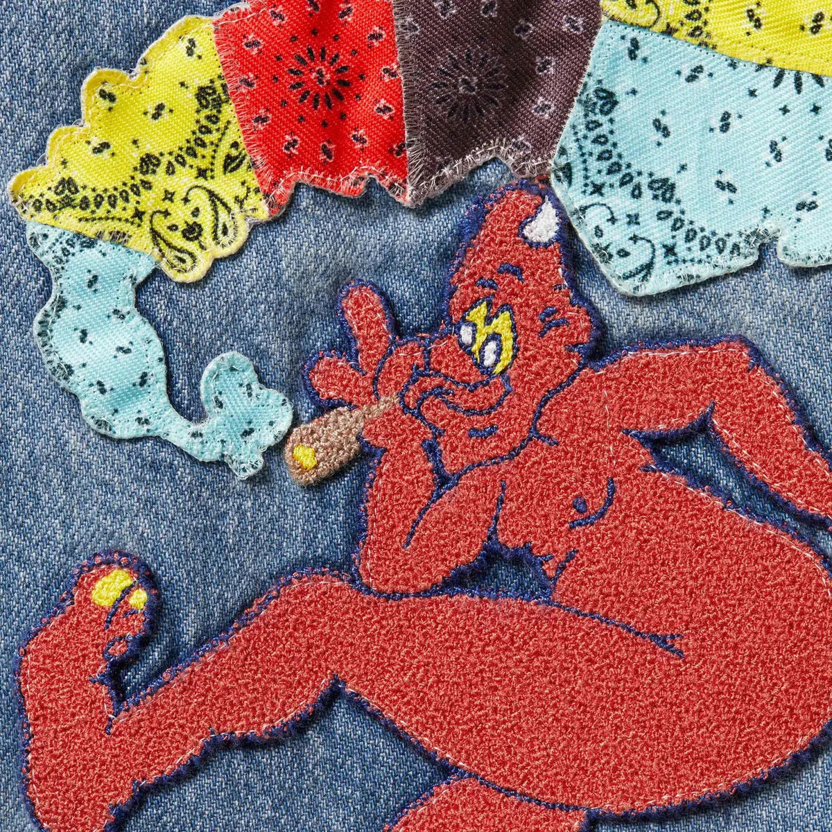 Supreme Patches Hooded Zip Up Shirt Denim