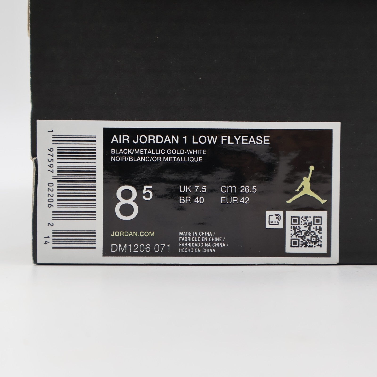 DM1206-071 Nike Air Jordan 1 Low FlyEase Black White Metallic Gold (Men's)