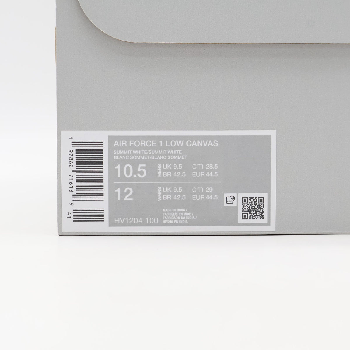 HV1204-100 Nike Air Force 1 Low Canvas Triple White (Men's)