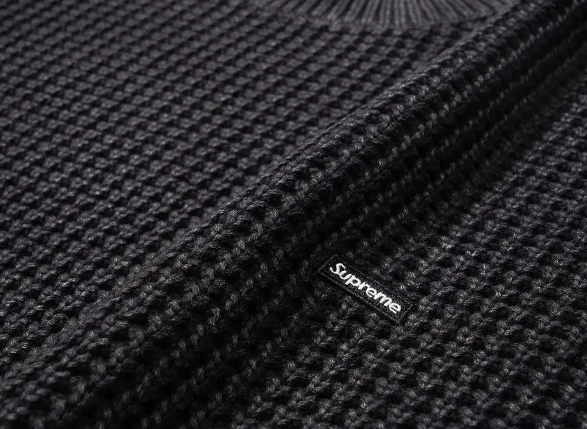 Supreme Washed Small Box Waffle Sweater "Black"