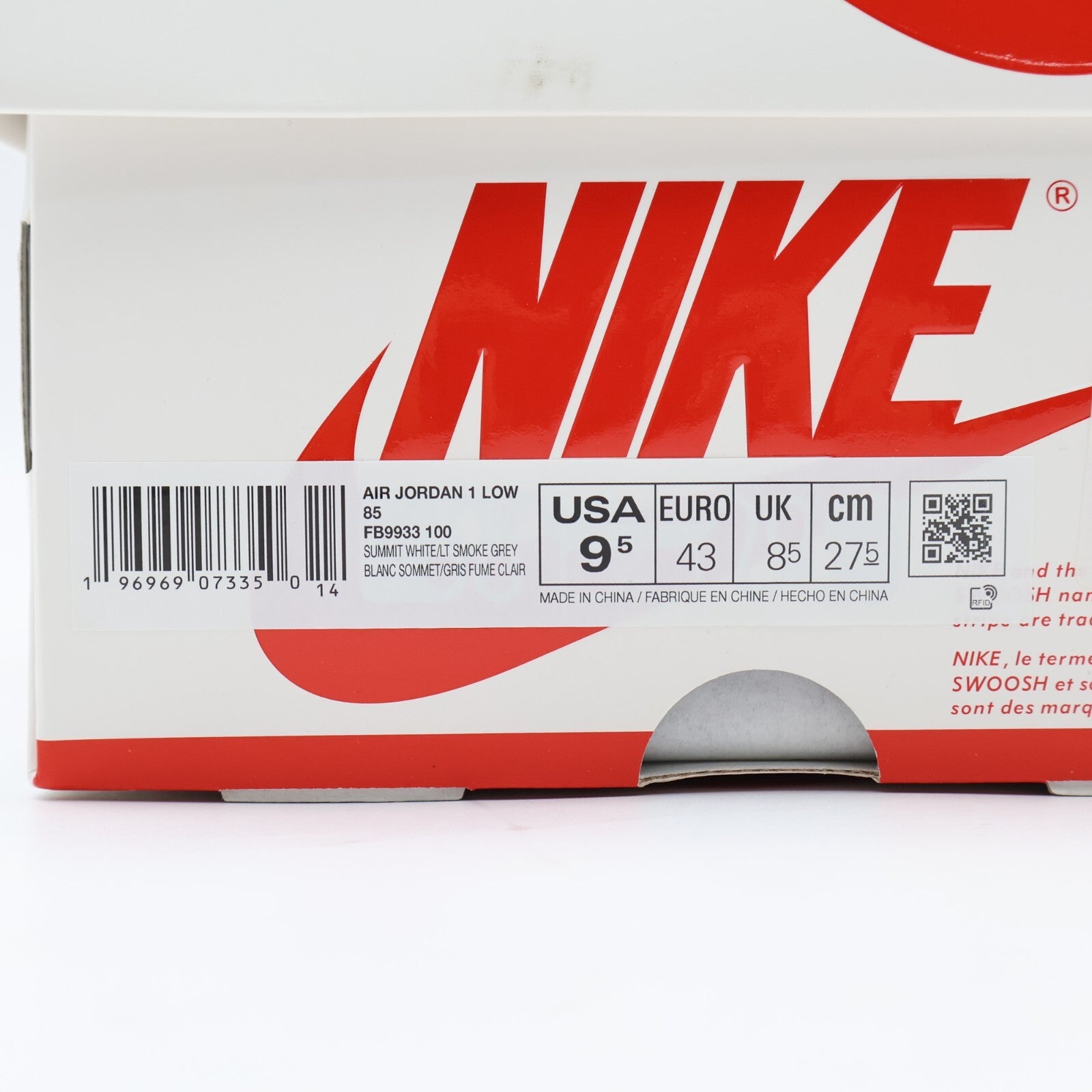 FB9933-100 Nike Air Jordan 1 Low '85 Neutral Grey (Men's)