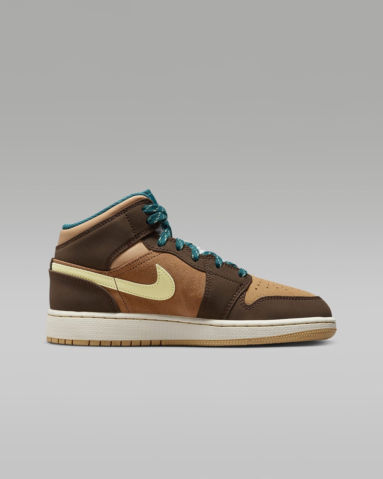 DZ6335-200 Nike GS Air Jordan 1 Mid SE Cacao Wow Ale Brown Twine Luminous Green