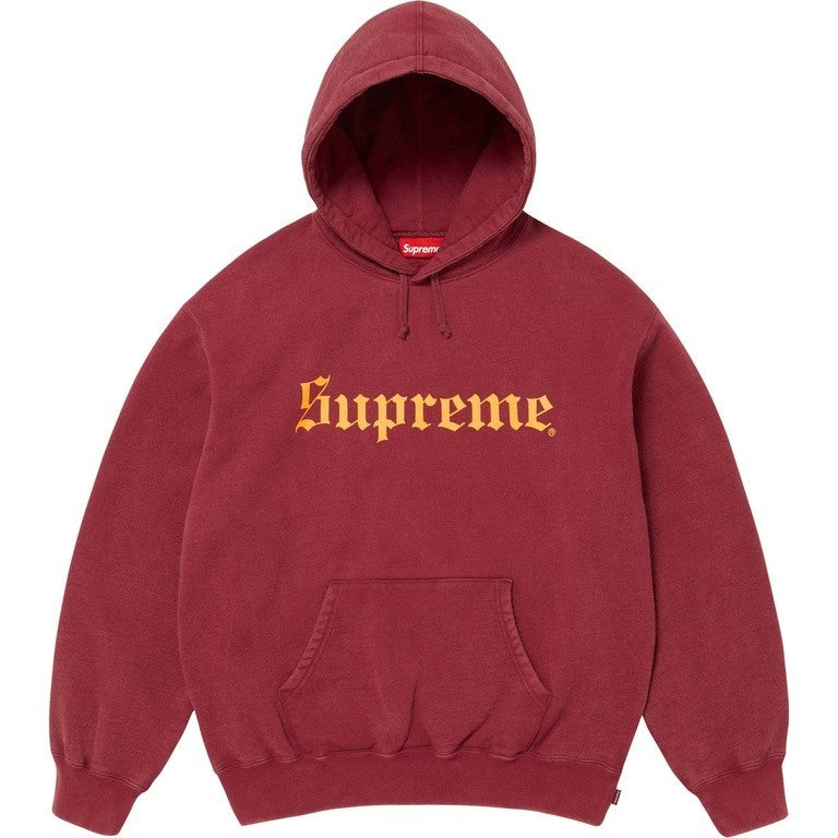 Supreme Washed Old English Hooded Sweatshirt Cardinal