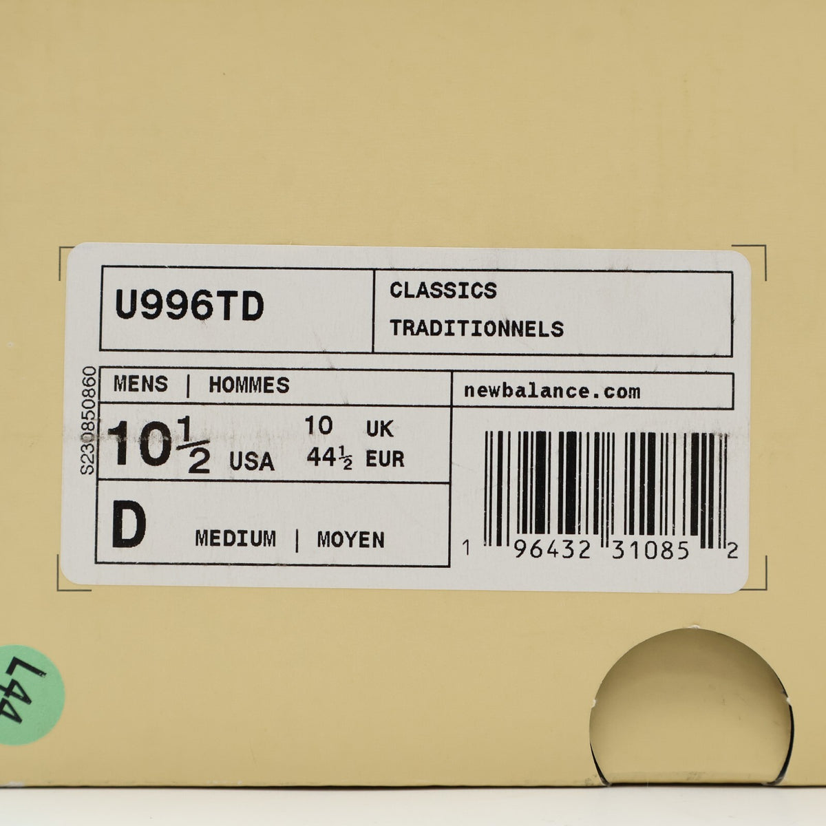 U996TD New Balance 996 Green Yellow Made in USA (Men's)