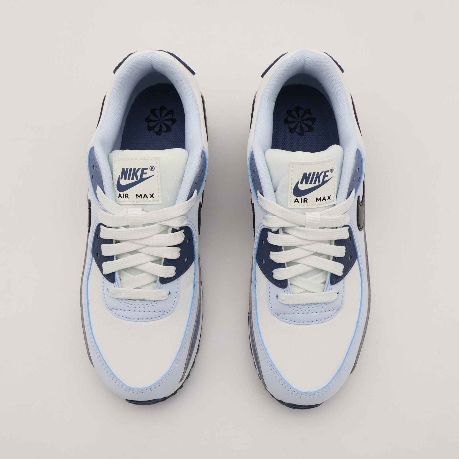 HM8128-100 Nike Air Max 90 Summit White Ashen Slate Blue Tint Black (Women's)