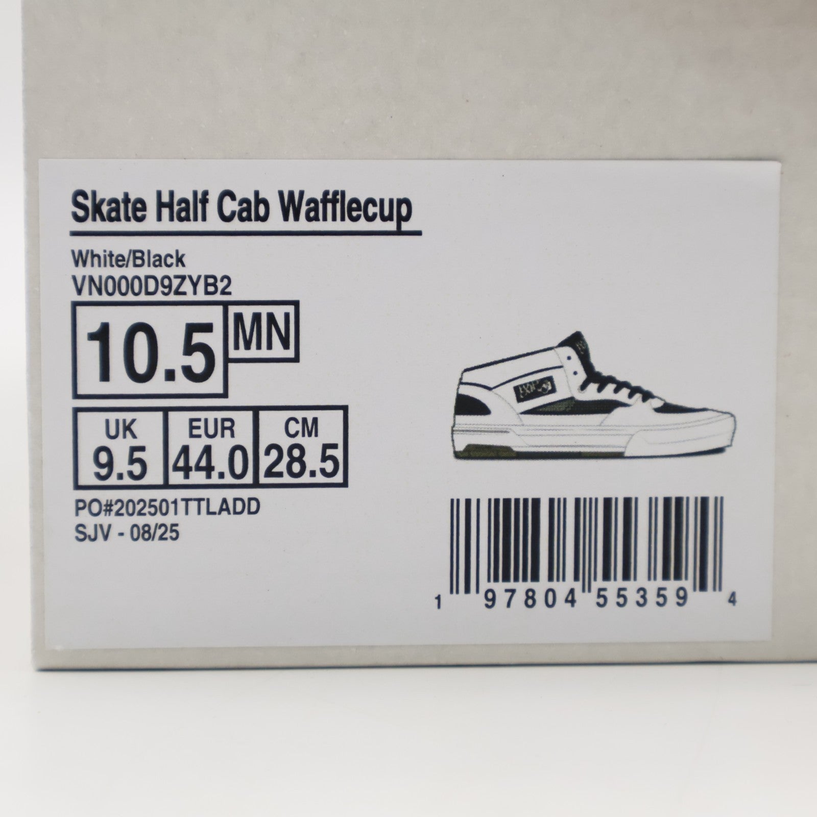 VN000D9ZYB2 Vans Skate Half Cab Wafflecup White Black (Men's)
