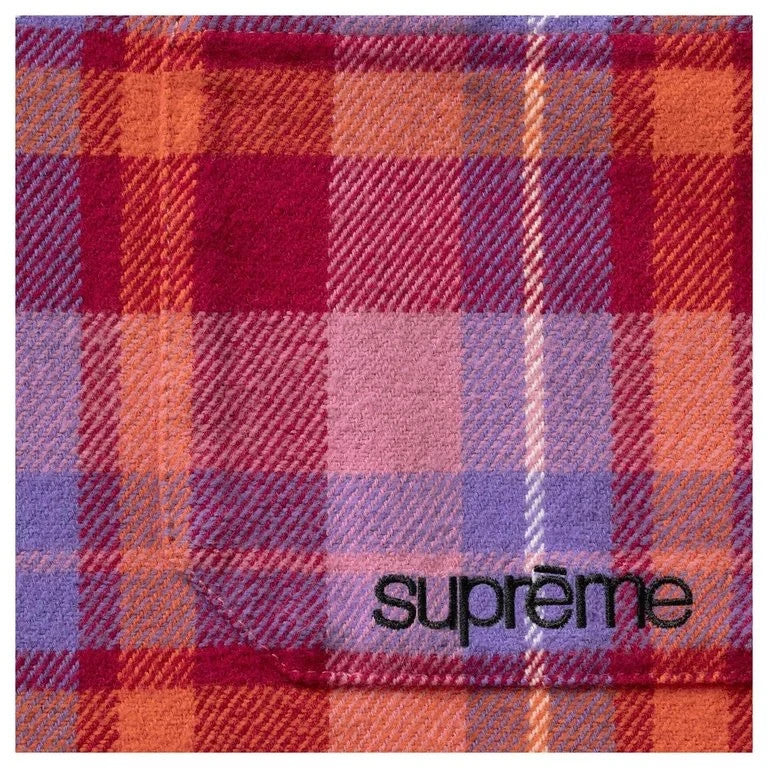 Supreme Hooded Flannel Shirt Pink