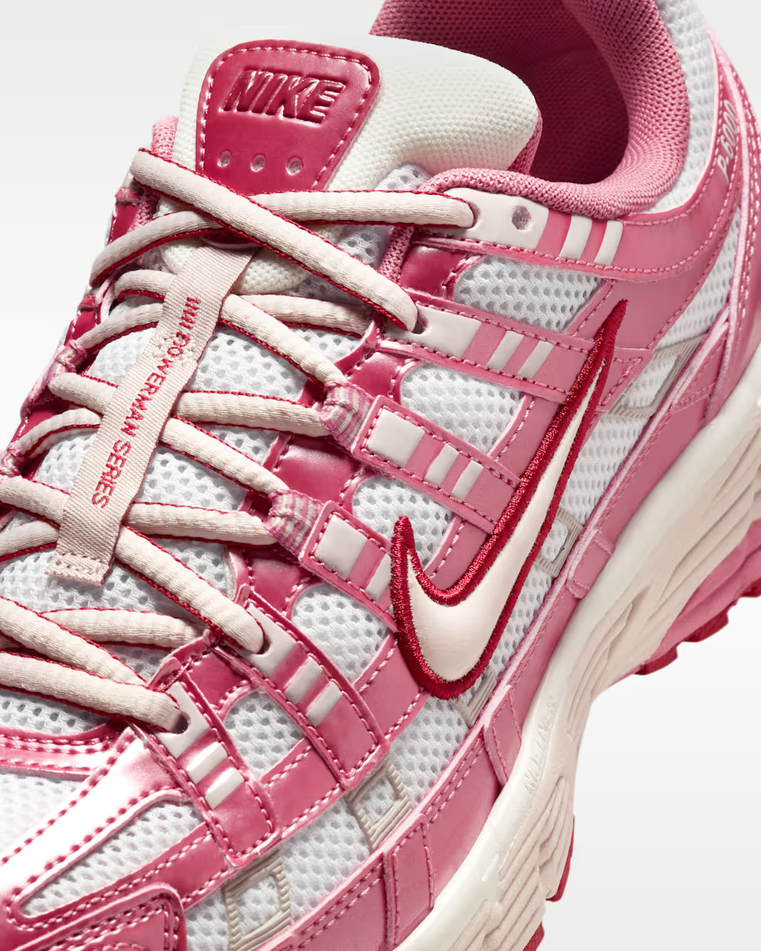 IO3496-100 Nike P-6000 Summit White Peony Team Crimson Silt Red (Women's)