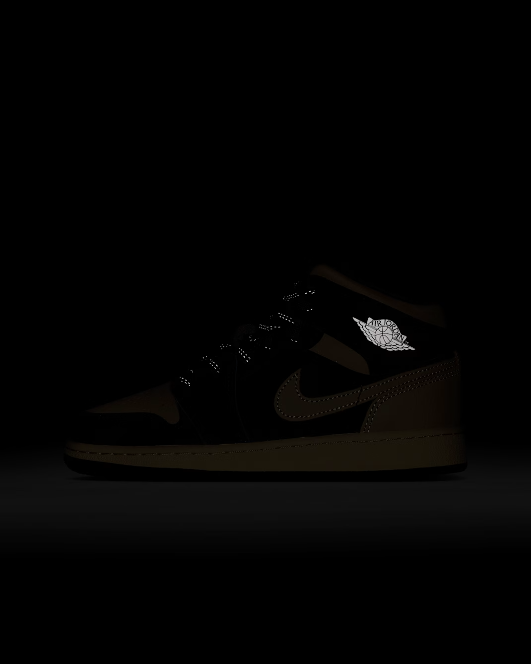 IB7053-002 Nike GS Air Jordan 1 Mid SE Black Olive Grey