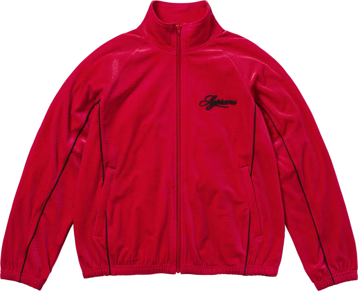 Supreme Velour Mesh Track Jacket Red