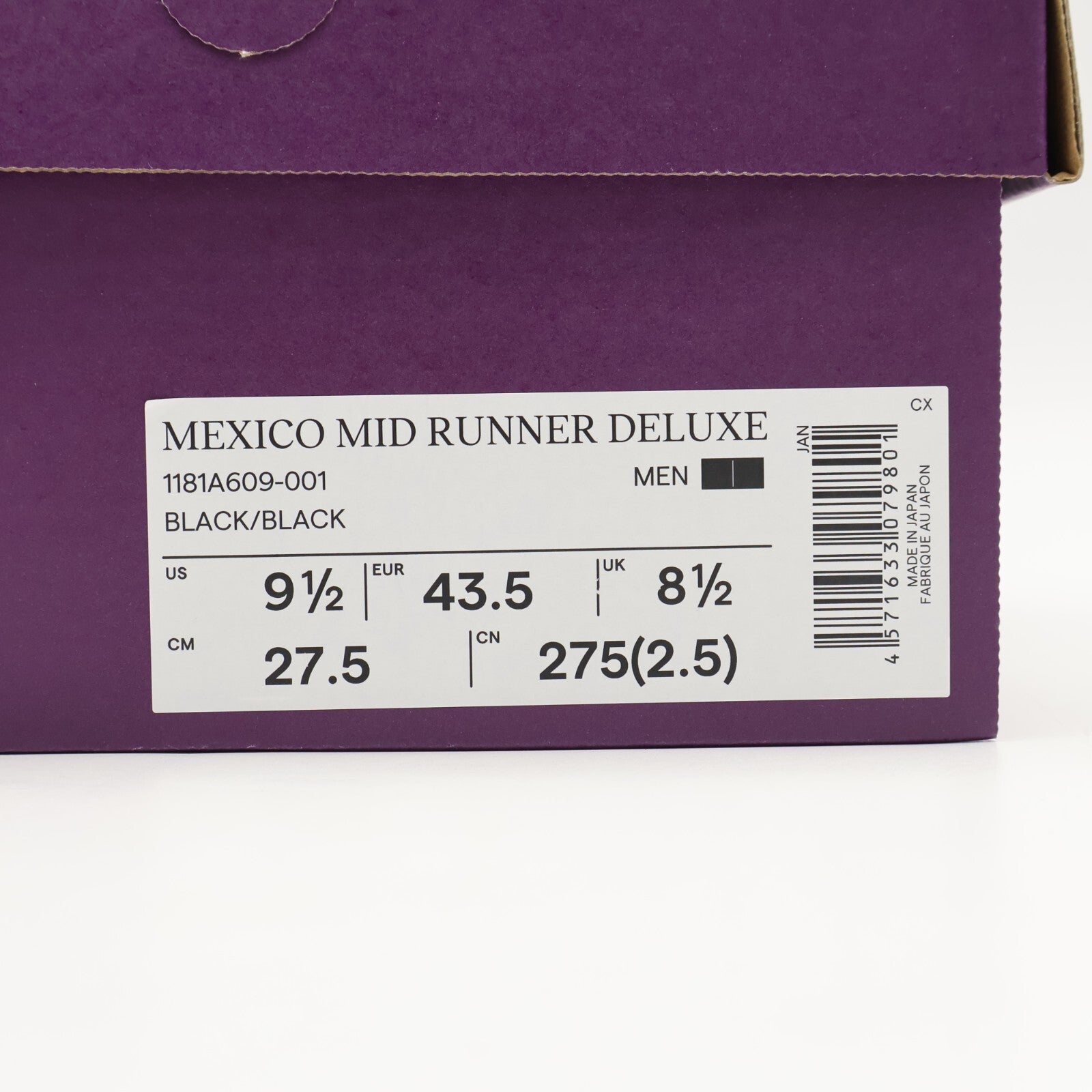 1181A609-001  Onitsuka Tiger NIPPON MADE Mexico Mid Runner Deluxe Black (Men's)