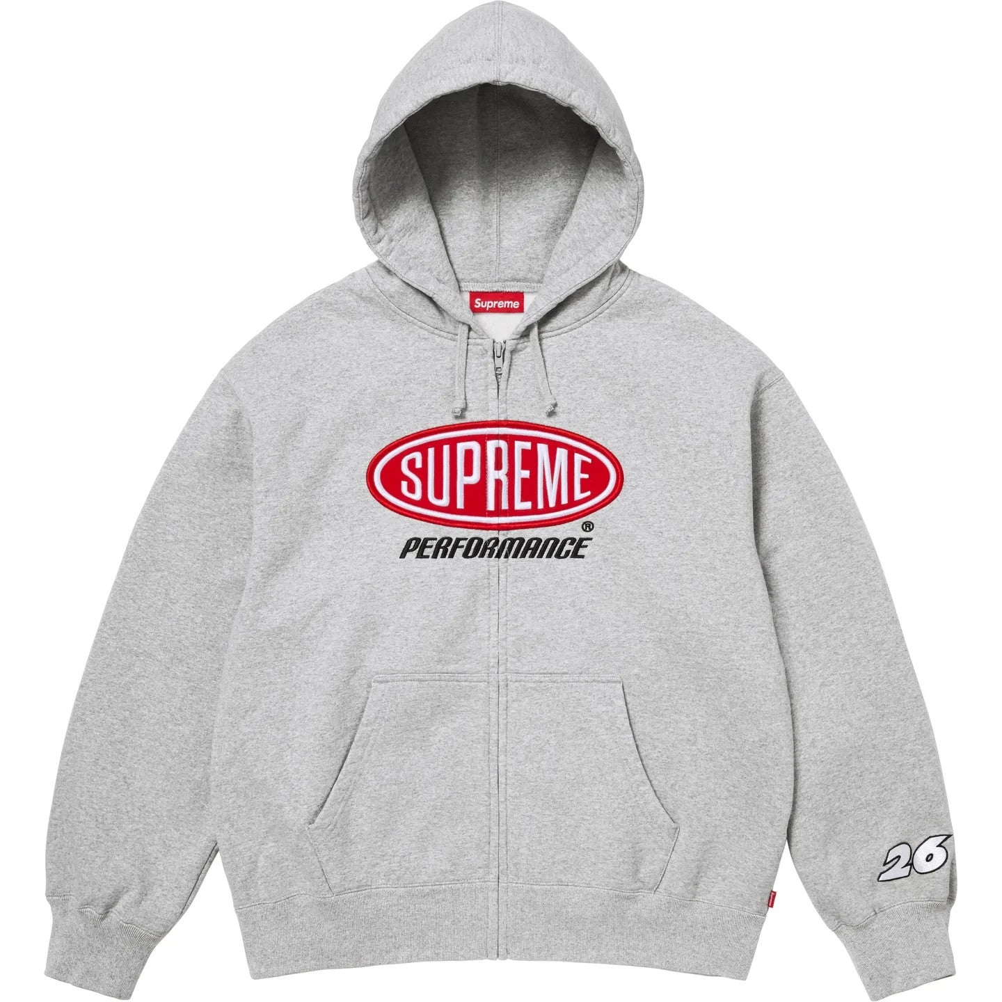 Supreme Performance Zip Up Hooded Sweatshirt Heather Grey