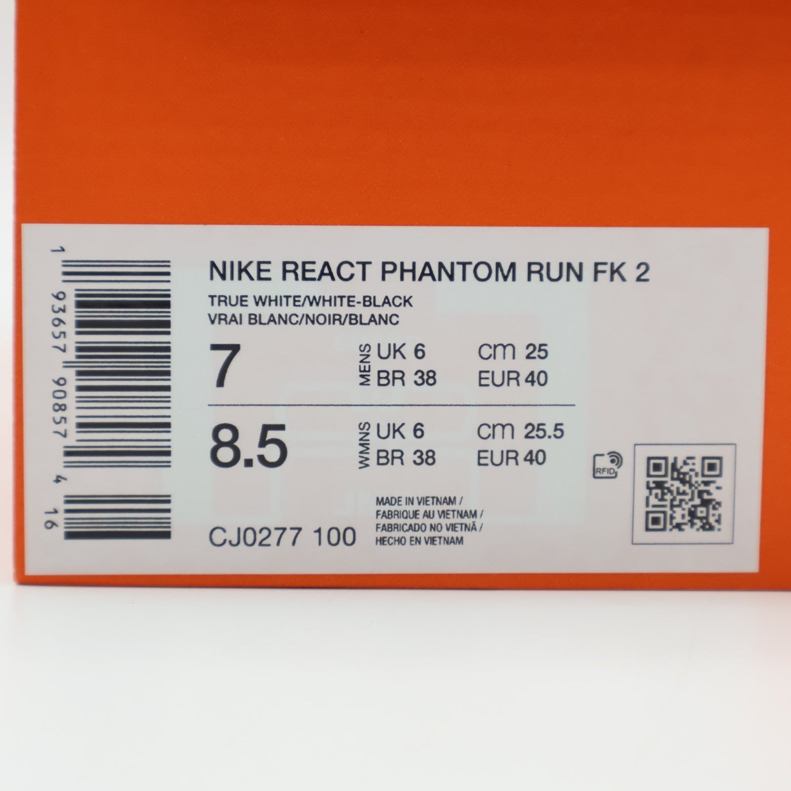 CJ0277-100 Nike REACT PHANTOM RUN FK 2 TRUE WHITE WHITE-BLACK-PURE PLATINUM (Men