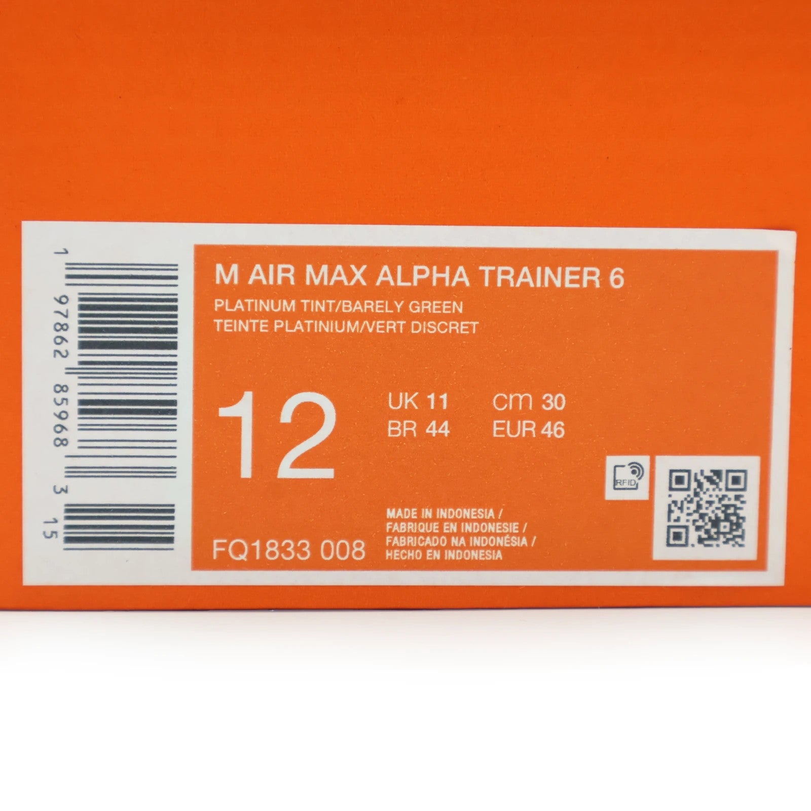 FQ1833-008 Nike Air Max Alpha Trainer 6 Platinum Tint College Grey Black (Men's)