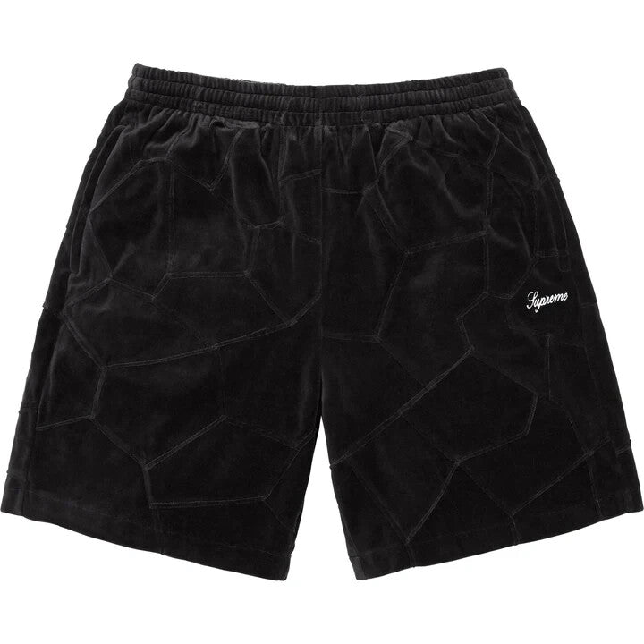 Supreme Patchwork Velour Short Black