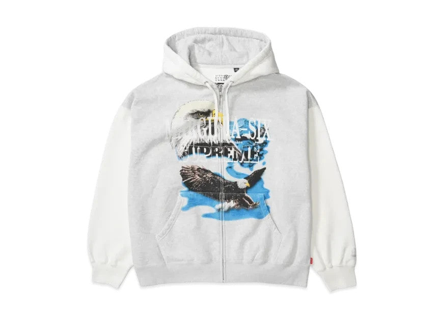 Supreme x MM6 Maison Margiela Eagle Zip Up Hooded Sweatshirt "Ash Grey"
