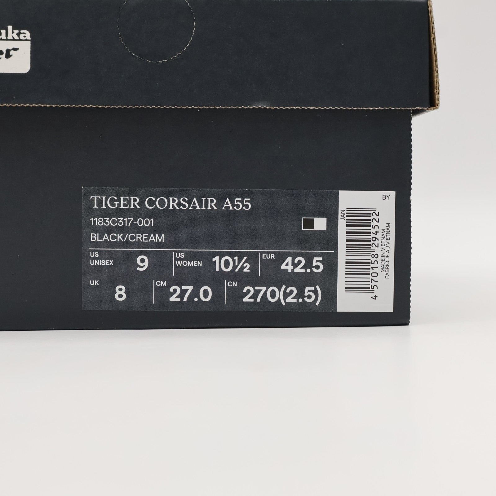 1183C317-001 Onitsuka Tiger Tiger Corsair A55 Black Cream (Men's)