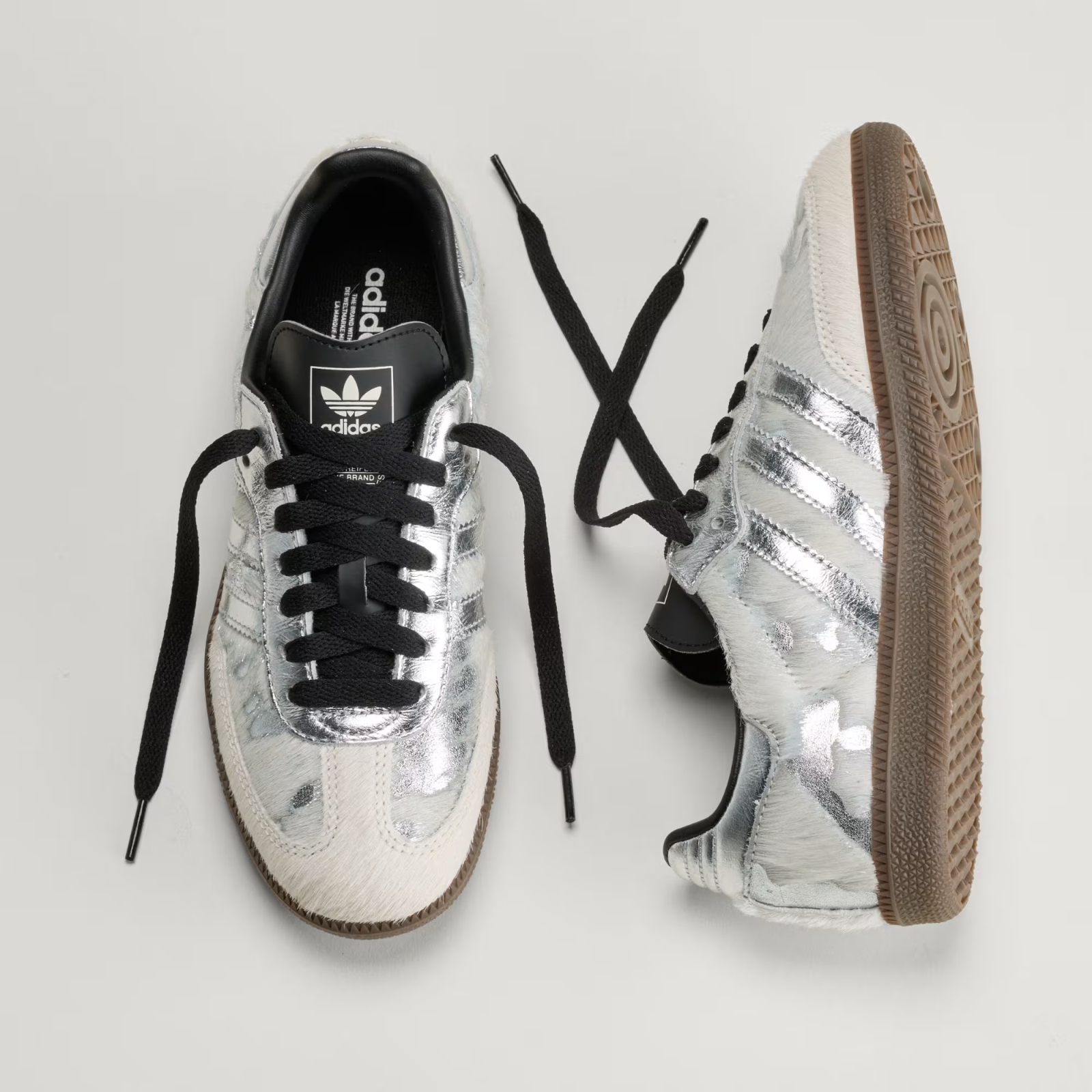 KJ2314 adidas Samba OG Pony Hair "Cream White/Silver Metallic" (Women's)