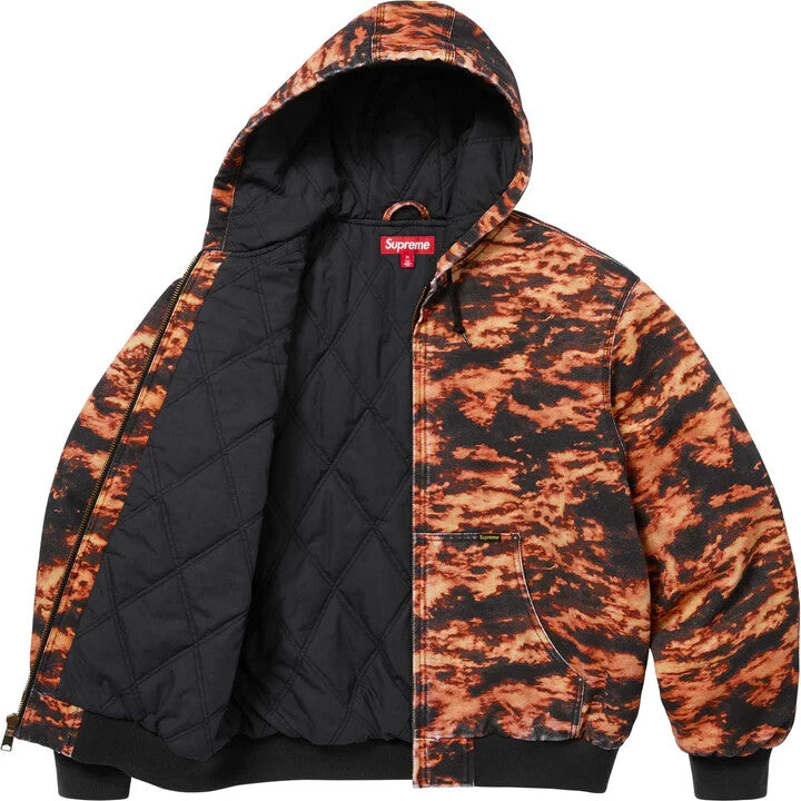 Supreme AOI Embroidered Hooded Work Jacket Flames