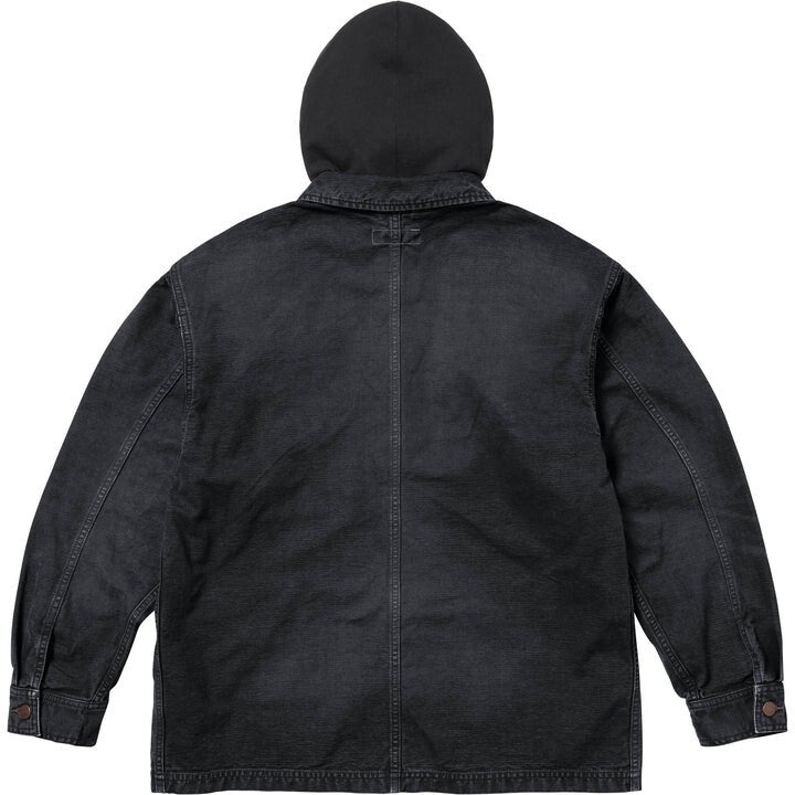 Supreme Worn Hooded Chore Coat Black
