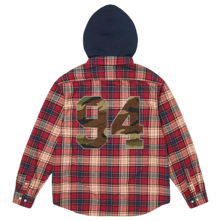 Supreme AppliquÃ© Hooded Flannel Shirt Red
