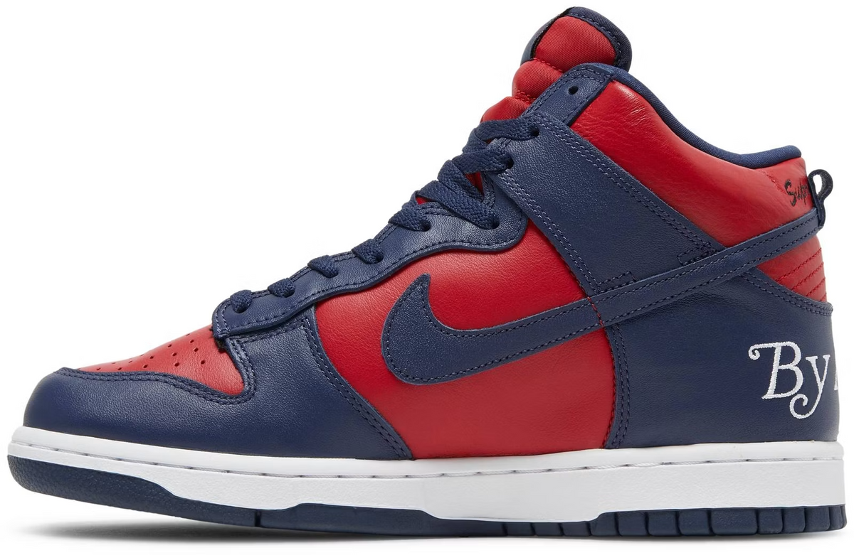 DN3741-600 Supreme Ã Nike SB Dunk High By Any Means "Red/Navy-White" (Men's)