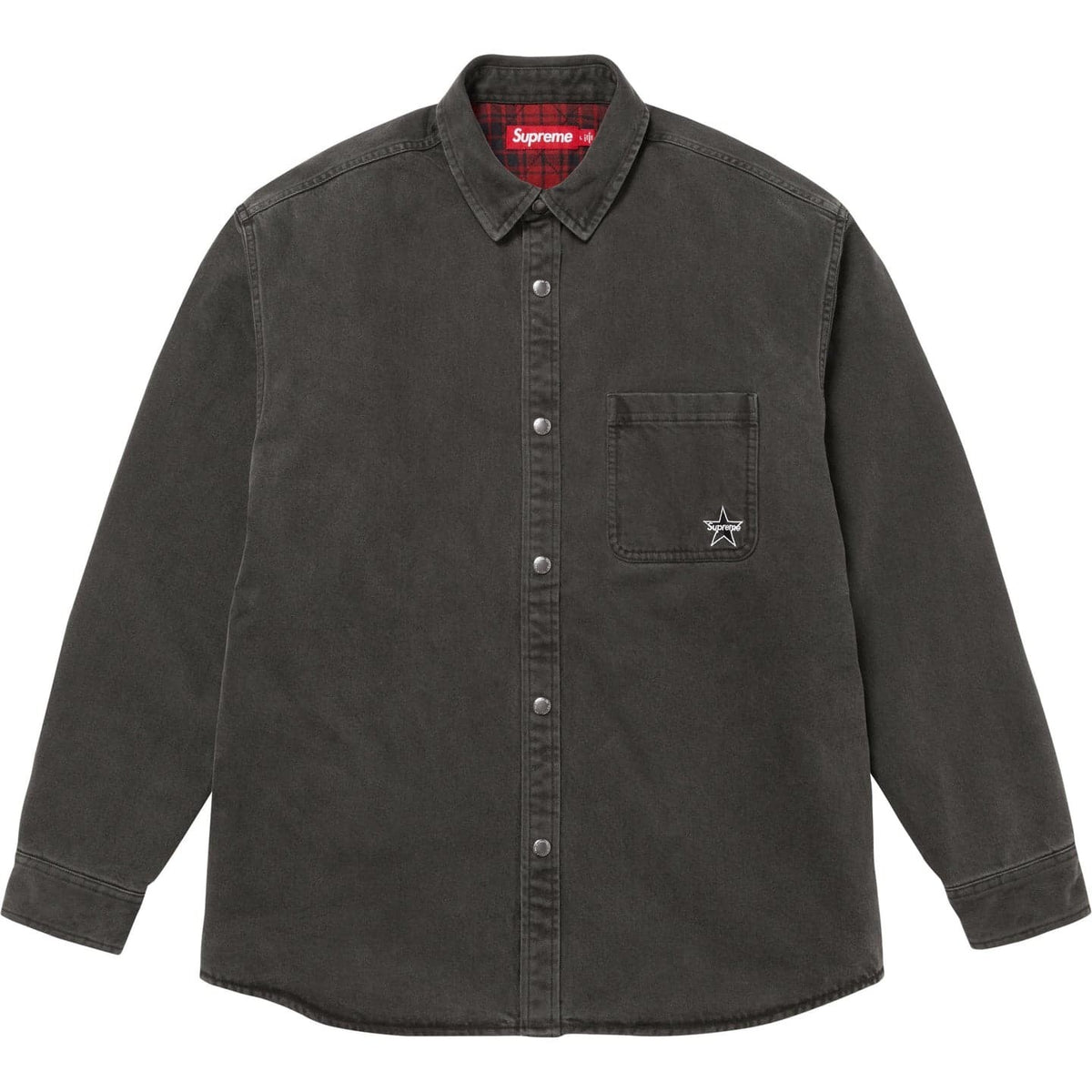 Supreme Quilted Lined Denim Snap Shirt Black