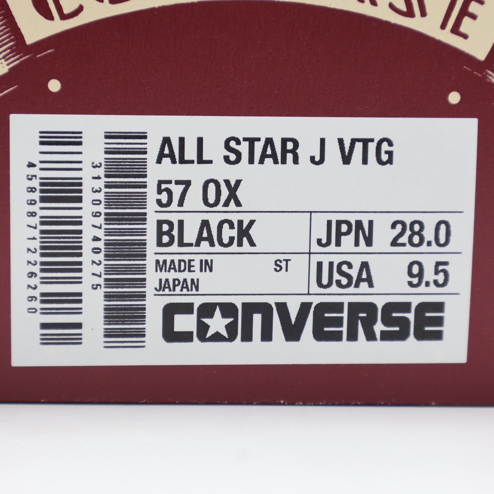 31309740 Converse All Star J VTG 57 OX Black Made In Japan (Men's)