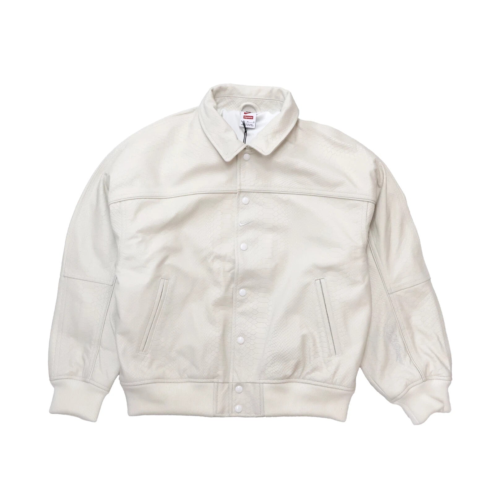 Supreme Nike Leather Varsity Jacket White