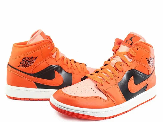 DM3381-600 Nike Air Jordan 1 Mid "Orange/Black" (Women's)