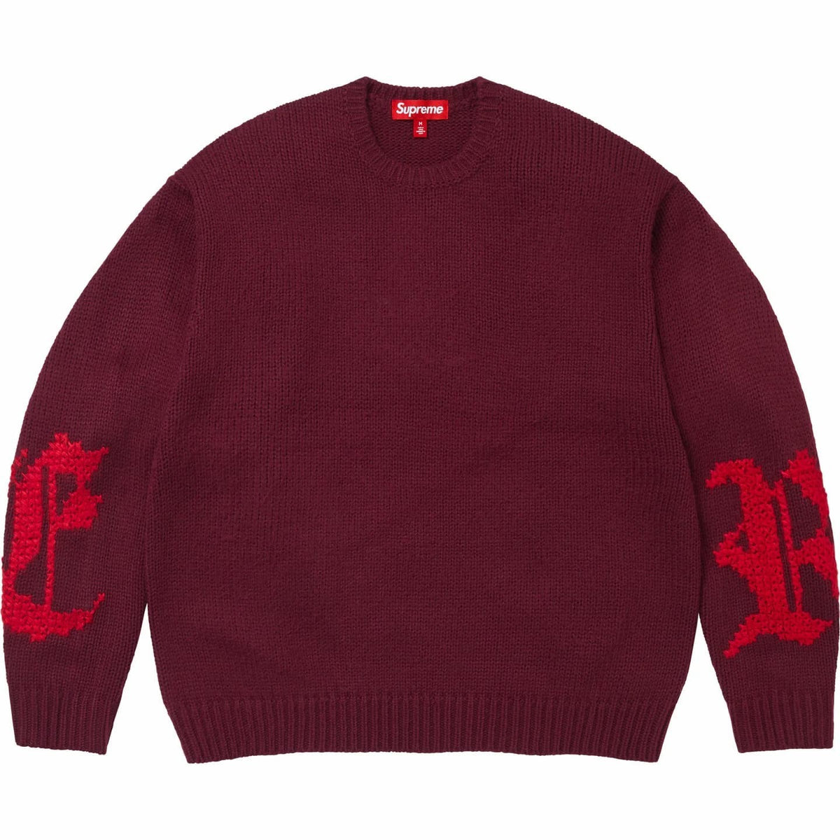 Supreme Cross Stitch Logo Sweater Burgundy