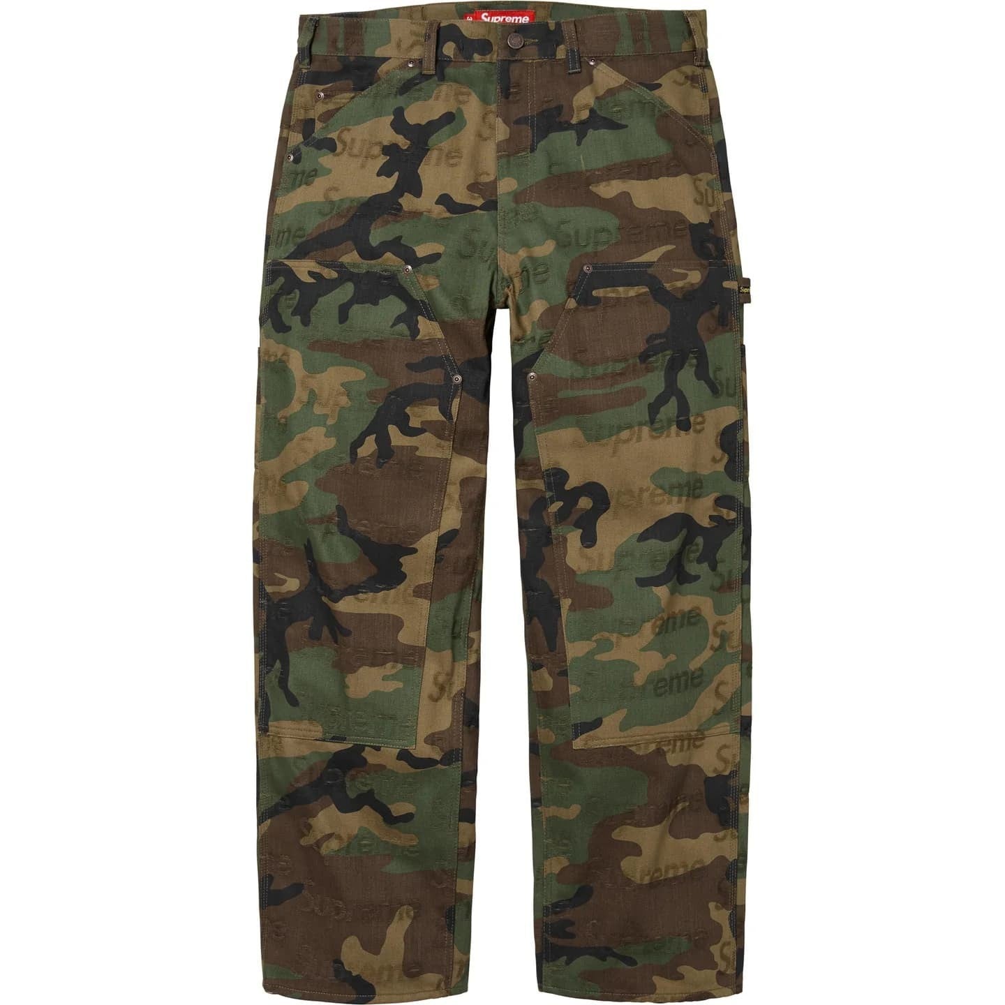 Supreme Jacquard Logos Double Knee Denim Painter Jean Woodland Camo