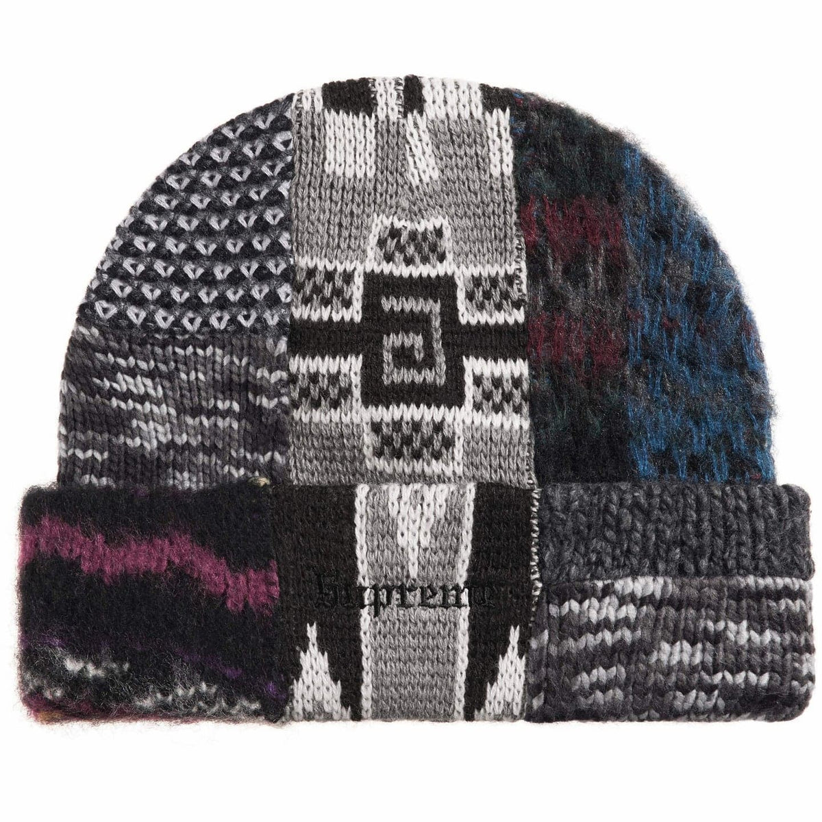 Supreme Patchwork Beanie Black