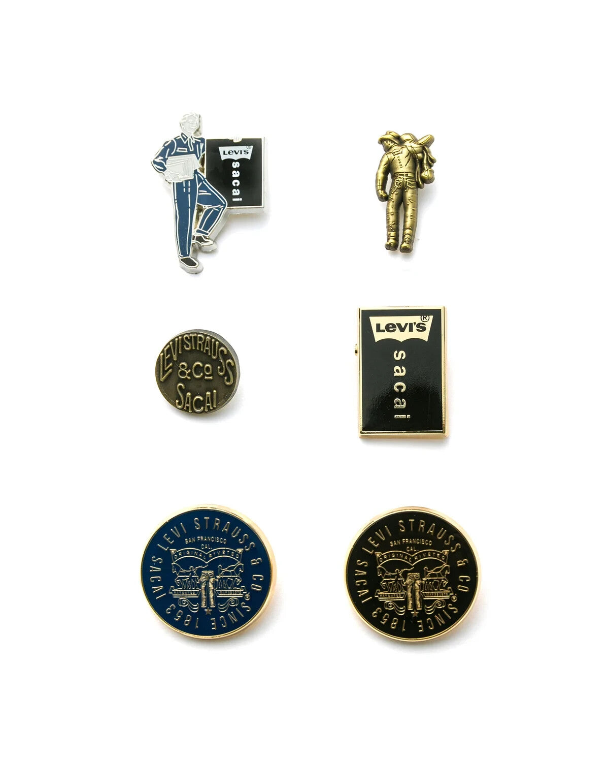 sacai LEVI'S Pins (Set of 6) Gold