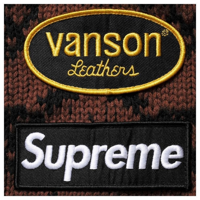 Supreme x Vanson Leathers Skull Zip Up Hooded Sweater Brown