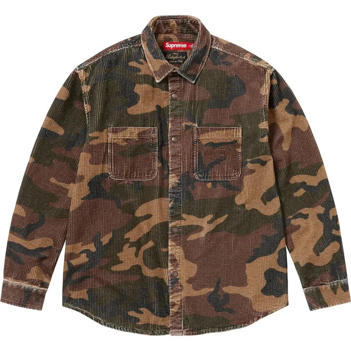 Supreme Wide Wale Corduroy Snap Shirt Woodland Camo