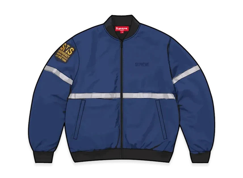 Supreme Zip-Off Sleeve Reflective Stripe Jacket "Navy"