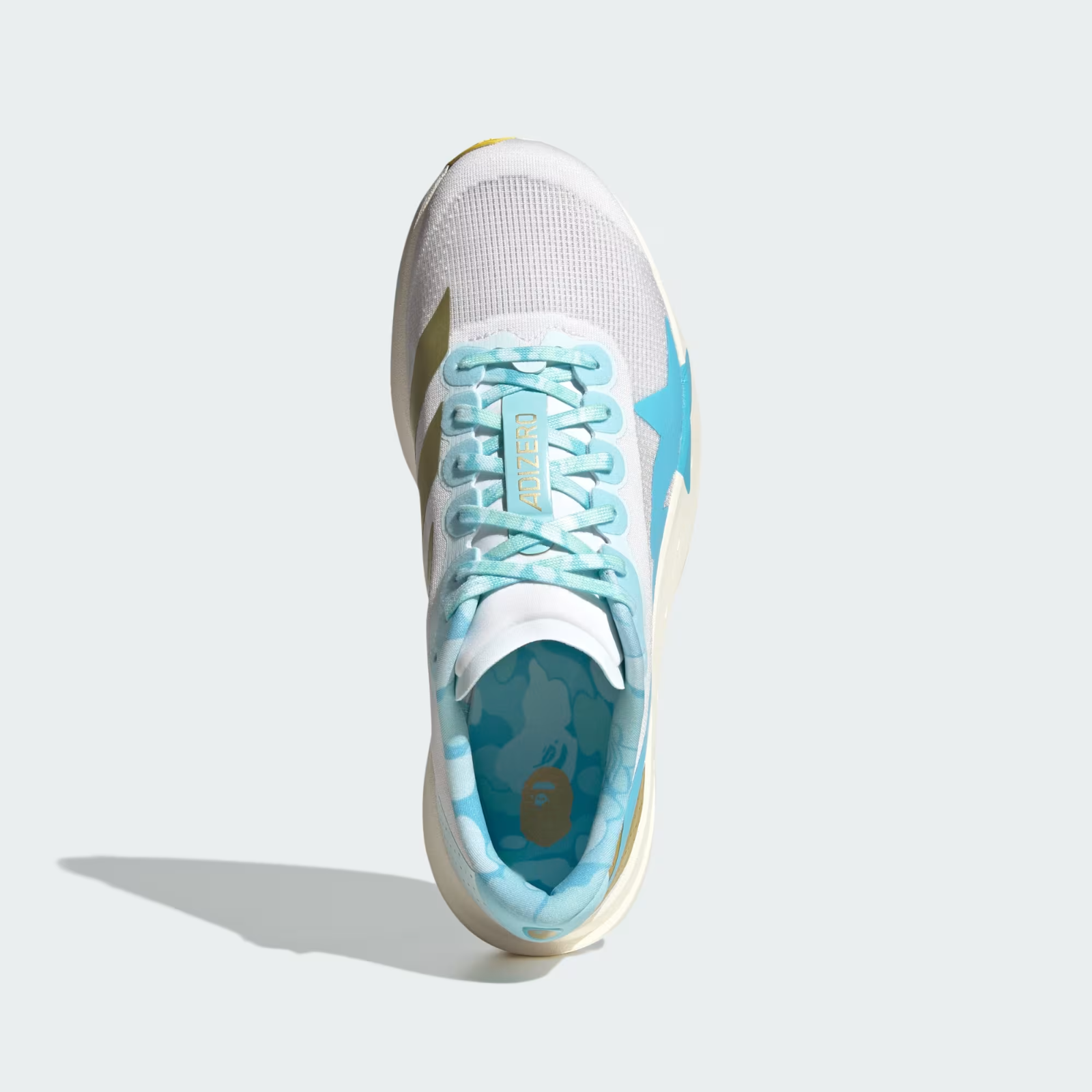KJ5751 A BATHING APE Ã adidas Adizero Evo SL "Cloud White/Gold Metallic" (Men's)