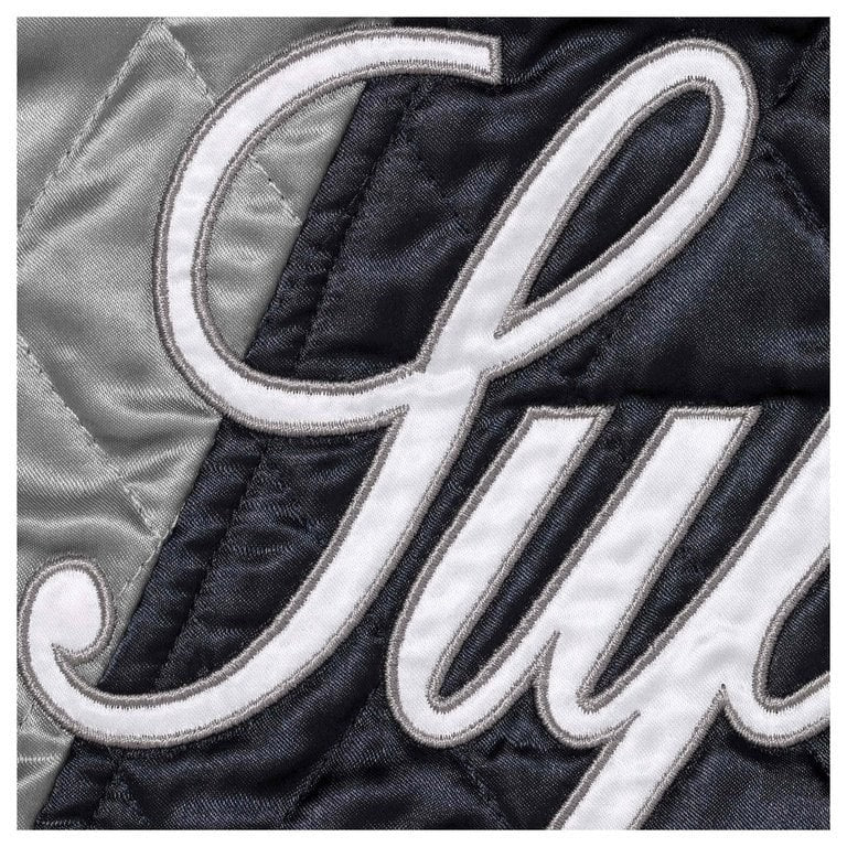 Supreme x Champion Quilted Satin Varsity Jacket Navy