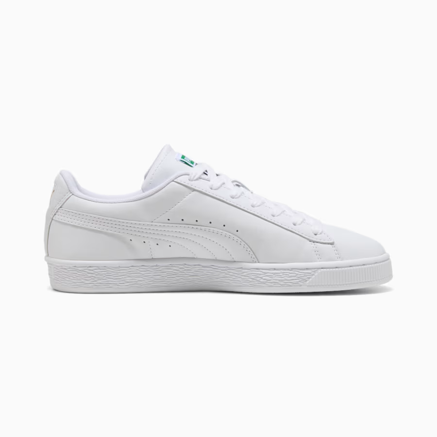 408467-01 Puma Suede "PUMA White/Archive Green" (Men's)