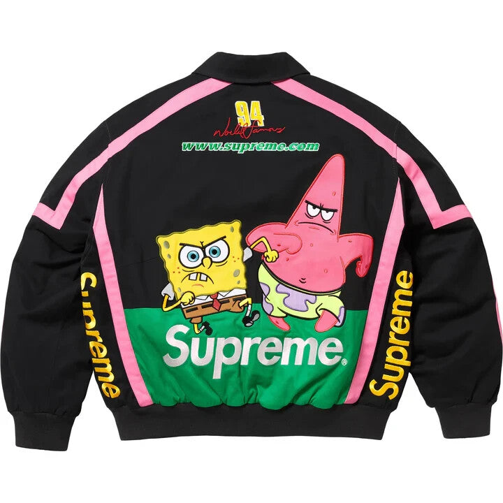 Supreme SpongeBob SquarePants Jeff Hamilton Racing Jacket Black