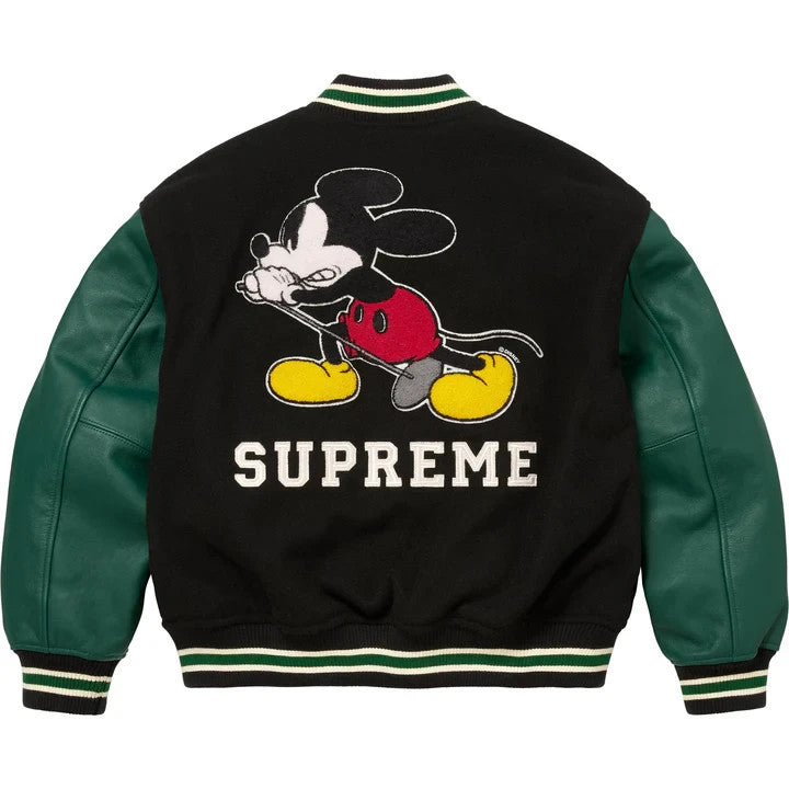 Supreme Number (N)ine Mickey Mouse Varsity Jacket Black