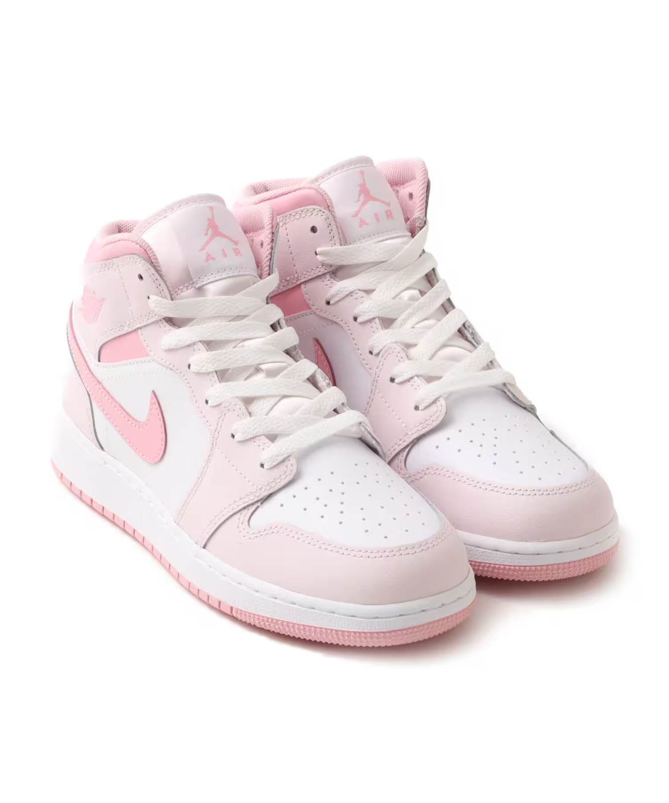 DQ8423-600 Nike GS Air Jordan 1 Mid Pearl Pink White Medium Soft Pink
