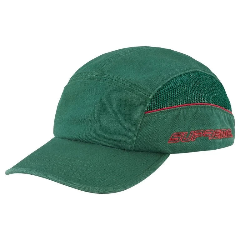 Supreme Side Mesh Piping Camp Cap Green