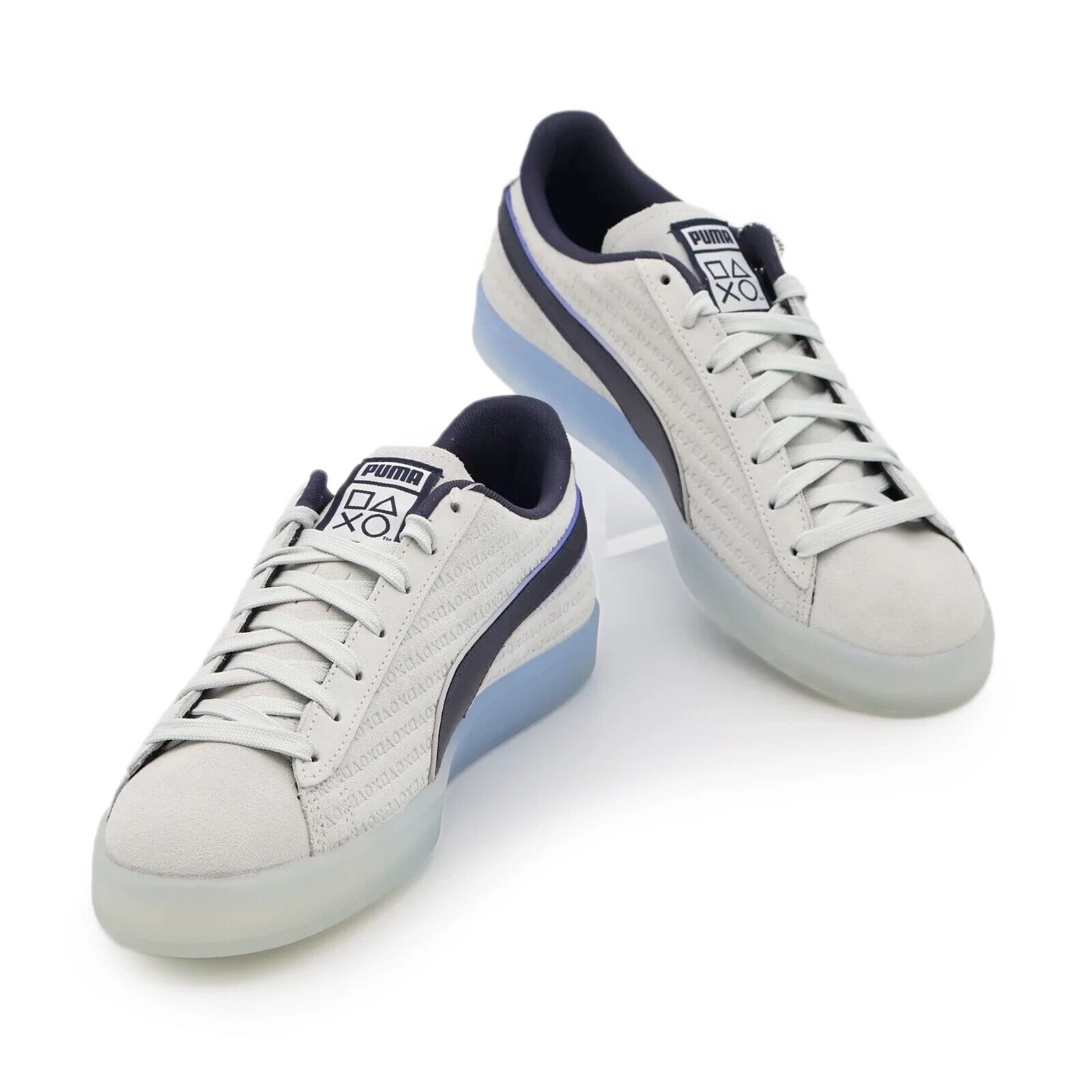 396246-01 PlayStation Puma Suede Glacial Gray New Navy (Men's)