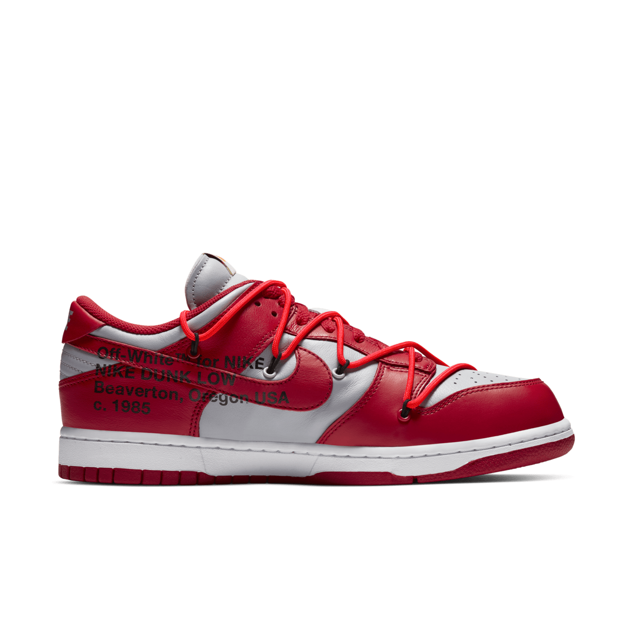 CT0856-600 Off-White Ã Nike Dunk Low University Red Wolf Grey (Men's)